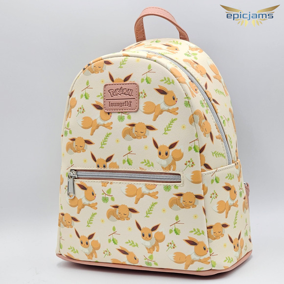 Loungefly Pokemon Eevee Floral Leaves AOP Mini Backpack Back New - Picture 3 of 5
